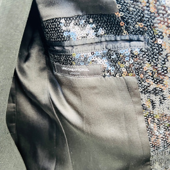NEW WITH TAGS | UNCONDITIONAL BLACK SEQUIN BLAZER UNISEX (MENS MEDIUM) - Picture 7 of 16